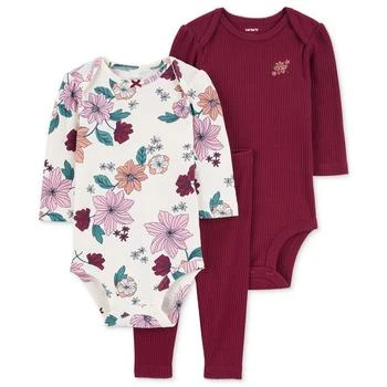 Carter's | Baby Girls 3-Pc. Floral Bodysuit, Ribbed-Knit Bodysuit & Pants Set 6.9折