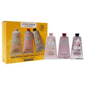 商品Pink Flowers Hand Cream Trio by LOccitane for Unisex - 3 x 2.6 oz Pivoine Flora Hand Cream图片