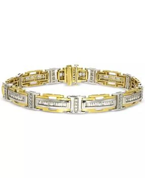 Macy's | Men's Diamond Baguette & Round Link Bracelet (2-1/2 ct. t.w.) in 10k Two-Tone Gold,商家Macy's,价格¥30843