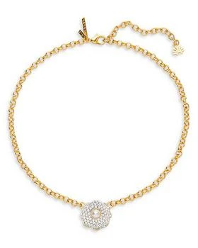 Lele Sadoughi | Pavé & Imitation Pearl Star Flower Pendant Necklace in Gold Tone, 16"-19",商家Bloomingdale's,价格¥651