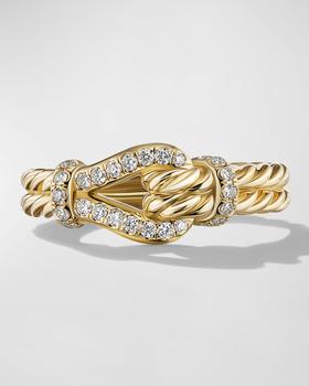 商品David Yurman | Thoroughbred Loop Ring with Diamonds in 18K Gold, 4mm, Size 5,商家Neiman Marcus,价格¥19367图片