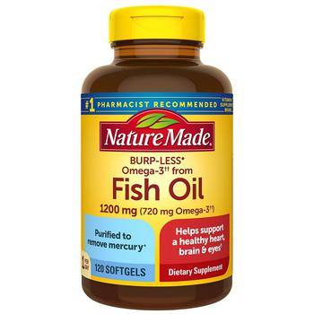 商品Nature Made | Burp Less Omega 3 Fish Oil 1200 mg Softgels,商家Walgreens,价格¥215图片