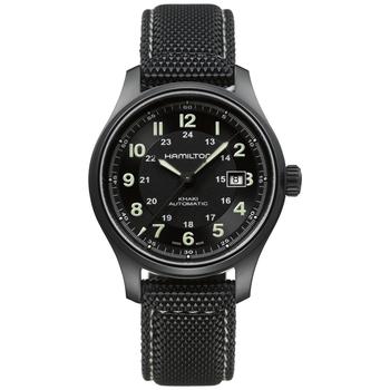 Men's Swiss Automatic Khaki Field Black Canvas Strap Watch 42mm H70575733 product img