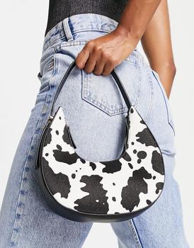 ASOS | ASOS DESIGN curve shoulder bag in faux cow print pony商品图片,额外9.5折, 额外九五折