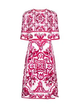 推荐Dolce & Gabbana Majolica-Print Round Neck Midi Dress商品