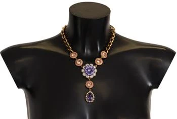 Dolce & Gabbana | Dolce & Gabbana Gold Brass Crystal Purple Pink Pearl Pendants Necklace,商家SEYMAYKA,价格¥4867