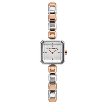 推荐Ladies Two Tone Rose Gold Bracelet Watch with Silver Square Dial, 20mm商品