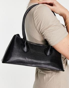 asos腋下包, ASOS | ASOS DESIGN lizard effect shoulder bag with elongated straps in black商品图片 4.7折