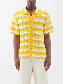 推荐Gradient wave-knit cotton-blend shirt商品