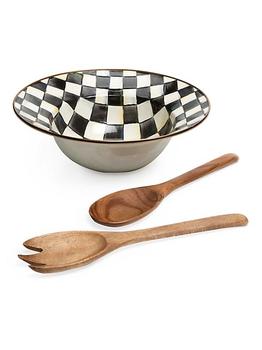 商品MacKenzie-Childs | Courtly Check Enamel 3-Piece Salad Serving Set,商家Saks Fifth Avenue,价格¥630图片