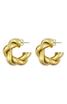 Gabi Rielle好不好, Gabi Rielle | 14K Gold Plated Sterling Silver Love Knot Tube 19mm Hoop Earrings商品图片 4.9折