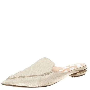 [二手商品] Nicholas Kirkwood | Nicholas Kirkwood Cream Raffia Pointed Toe Beya Flat Mule Sandals Size 40.5 3.7折