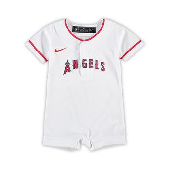 NIKE | Newborn and Infant Boys and Girls White Los Angeles Angels Official Jersey Romper商品图片,