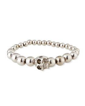 商品Men's Skull Bead Bracelet, Silver图片