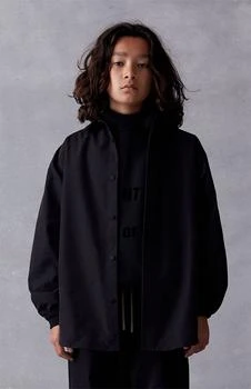 推荐Essentials Jet Black Button Down Shirt Jacket商品