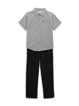 Calvin Klein | Little Boy's 2-Piece Micro Checked Shirt & Solid Pants Set 4.7折