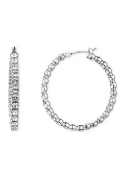 纪梵希耳环, Givenchy | Silver Tone Crystal Medium Stone Hoop Earrings商品图片 