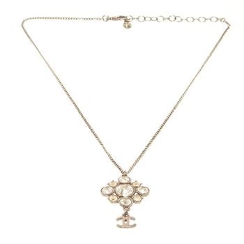 推荐Chanel Gold CC Flower Drop Necklace商品
