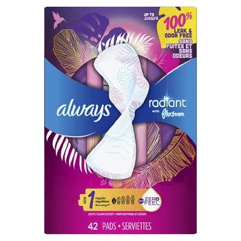 Always | Radiant Pads, Regular, with Wings Clean Scent, Size 1,商家Walgreens,价格¥58