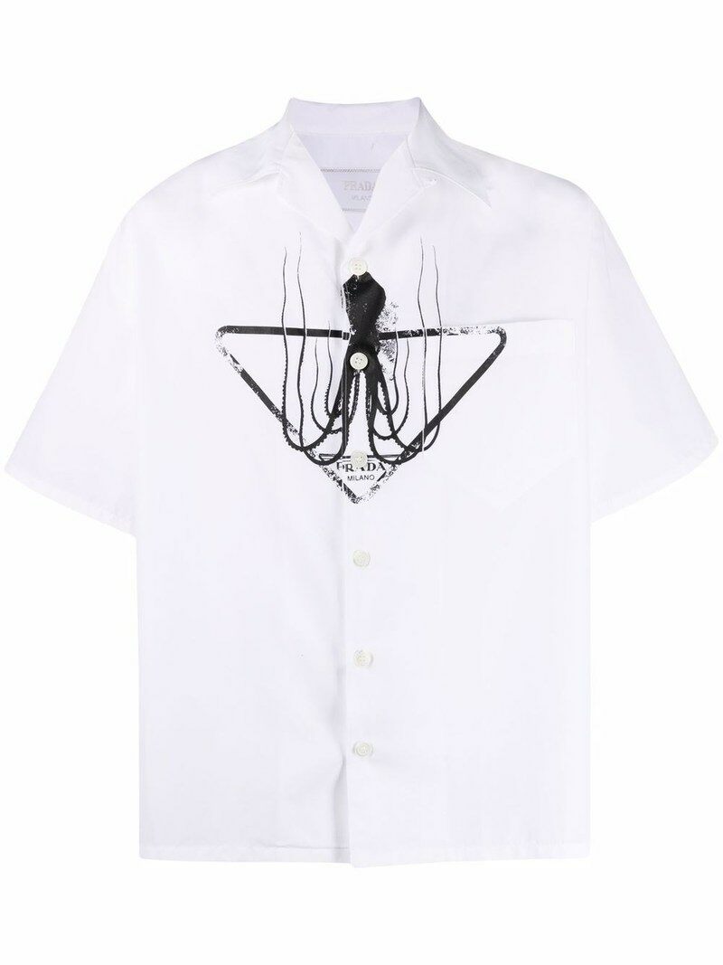 Prada | PRADA 男士白色印花短袖衬衫 UCS339-10I0-F0009商品图片,独家减免邮费