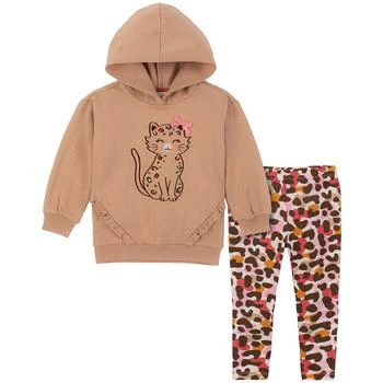 KIDS HEADQUARTERS | Baby Girls Ruffle-Trim Fleece Hoodie Tunic and Animal-Print Leggings, 2 Piece Set 4折