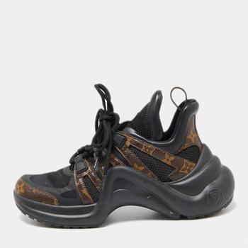 lv鞋真假, [二手商品] Louis Vuitton | Louis Vuitton Brown/Black Leather And Monogram Canvas LV Archlight  Sneakers Size 37.5商品图片 8.6折, 满1件减$100, 满减