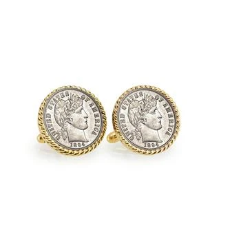 American Coin Treasures | 1800's Silver Barber Dime Rope Bezel Coin Cuff Links,商家Macy's,价格¥595