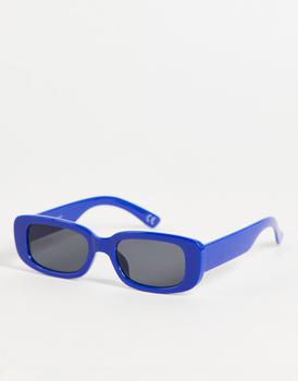 ASOS | ASOS DESIGN mid rectangle sunglasses in blue with smoke lens商品图片,6.1折×额外9.5折, 额外九五折
