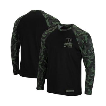 推荐Men's Black Washington Huskies OHT Military-Inspired Appreciation Camo Raglan Long Sleeve T-shirt商品