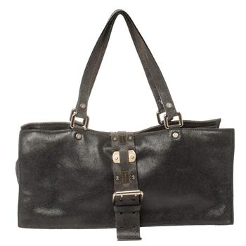 celine bag, [二手商品] Celine | Celine Black Nubuck Leather Buckle Flap Tote商品图片 2.5折