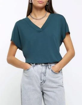 River Island | River Island V-neck t-shirt in green - dark 