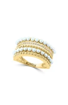Effy | 14K Gold Diamond & Freshwater Pearl Faux Stack Ring - Size 7,商家Nordstrom Rack,价格¥9317