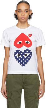 推荐White & Red Polka Dot Upside Down Heart T-Shirt商品
