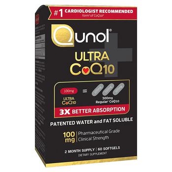 商品Qunol | 辅酶 CoQ10 三倍吸收软胶囊100mg 60粒,商家Walgreens,价格¥354图片