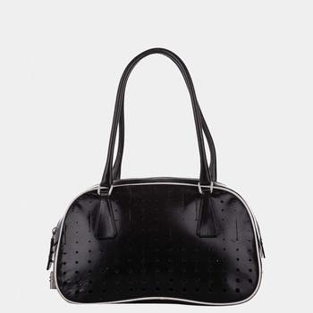 [二手商品] Prada | Prada Black Perforated Leather Shoulder Bag商品图片,3.7折