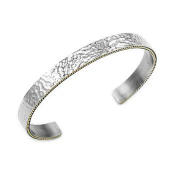 Sutton Stainless Steel Hammered Bangle Bracelet With Gold-Tone Trim,价格$91.25