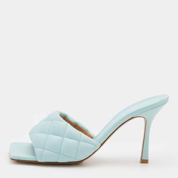 Bottega Veneta | Bottega Veneta Light Blue Quilted Leather Lido Slide Sandals Size 40.5商品图片,7折