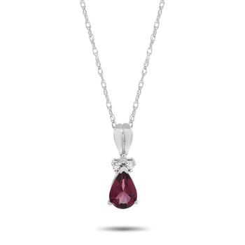 商品LB Exclusive | 14K White Gold 0.02 ct Diamond and Garnet Necklace,商家Jomashop,价格¥1499图片