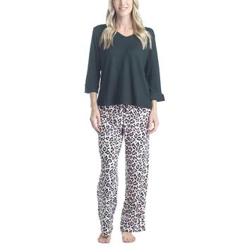 商品MUK LUKS | Plus Size 3/4 Sleeve Top & Boot-Cut Pajama Pants Set,商家Macy's,价格¥371图片