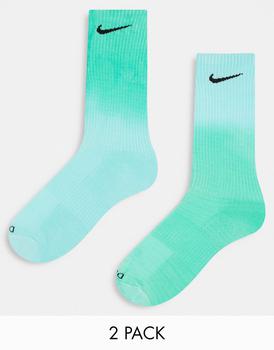 NIKE | Nike 2 pack everyday plus cushioned socks in blue/green ombre商品图片,