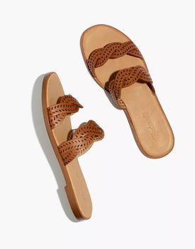 商品The Cora Slide Sandal in Perforated Leather图片