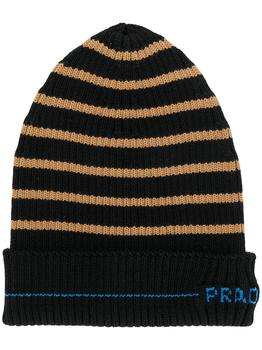 prada帽子, Prada | PRADA striped knit beanie hat商品图片 7.7折