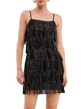 Endless Rose | Embellished Suede Fringe Mini Dress 4.6折