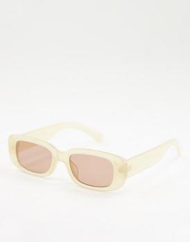 ASOS | ASOS DESIGN mid rectangle sunglasses in yellow with tinted lens商品图片,6.6折