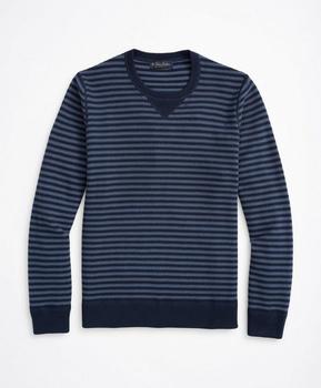 Brooks Brothers | Striped Cotton Pique Crewneck Sweater商品图片,4折