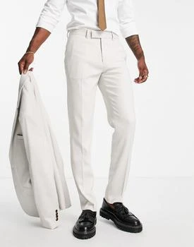 ASOS | ASOS DESIGN wedding slim suit trousers in stone birdseye texture 6.9折