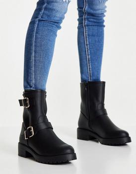 ASOS | ASOS DESIGN Amber pull on hiker boots in black商品图片,4.6折