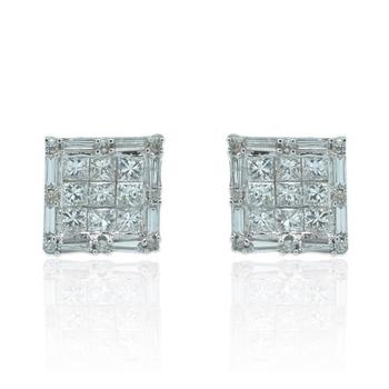 商品18K White Gold Diamond Stud Earrings图片