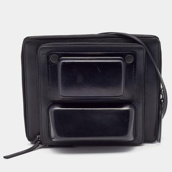 推荐Lanvin Black Leather Document and Accessories Case Crossbody Bag商品