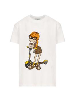 推荐Fendi Kids Graphic Printed Crewneck T-Shirt商品